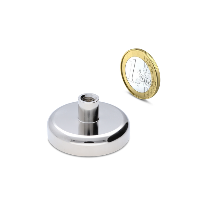 Neodymium Pot magnet with screw socket Ø50mm - M8