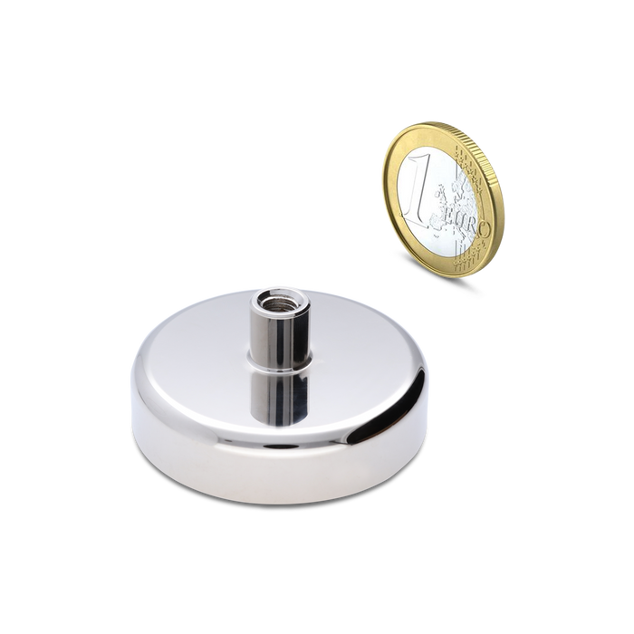 Neodymium Pot magnet with screw socket Ø63mm - M8