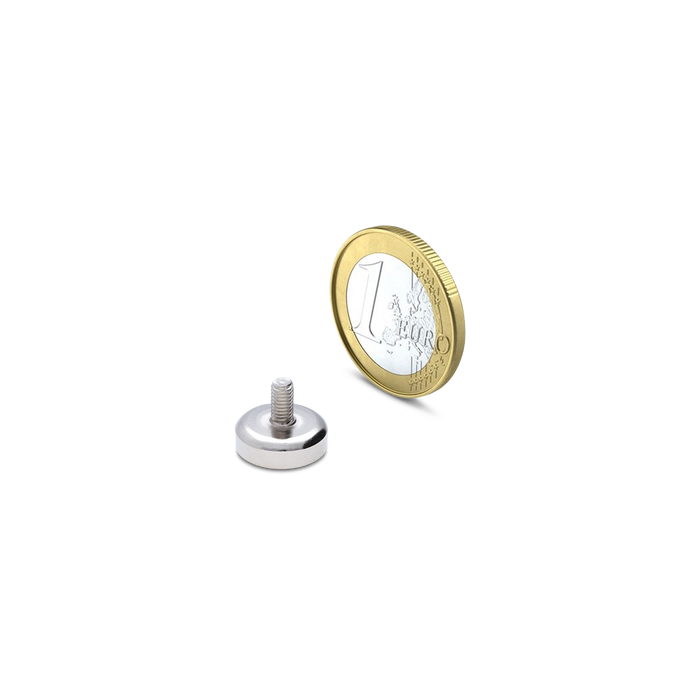 Neodymium Pot magnet with threaded stud Ø16mm - M4