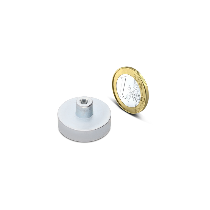 Neodymium Pot magnet with screw socket Ø25mm - M4